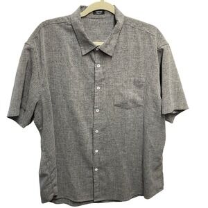 COOFANDY Men's Gray Textured Short Sleeve Button Up Shirt XXL Casual